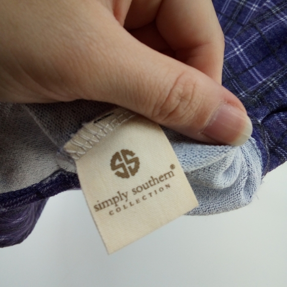 NWT Simply Southern Collection Midnight Montana Dress Elbow Pads Blue Plaid M - Picture 9 of 14